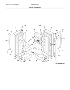 Fresh Food Door Diagram and Parts List for EW28BS87SS1  Electrolux Refrigerator