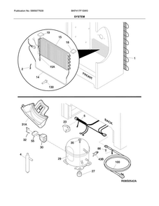 System Diagram and Parts List for BKFH17F1SW0  Frigidaire Freezer