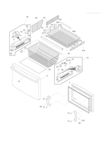 Freezer Drawer - Basket Diagram and Parts List for FPHG2399MF5  Frigidaire Refrigerator