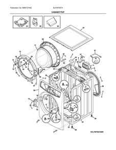 Cabinet/Top Diagram and Parts List for ELFW7637AT0  Frigidaire Washer