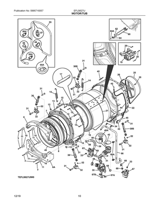 Motor/tub Diagram and Parts List for EFLS627UTT1  Frigidaire Washer