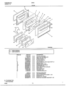 Door Diagram and Parts List for 285847B  Frigidaire Range