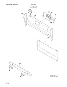 Backguard Diagram and Parts List for FFGF3011LWH  Frigidaire Range