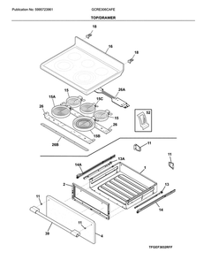 Top/Drawer Diagram and Parts List for GCRE306CAFE  Frigidaire Range