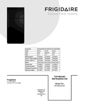 01 - COVER SHEET Diagram and Parts List for FFTR1814TS1  Frigidaire Refrigerator