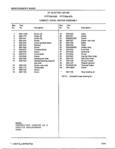 Cabinet/drum/heater Assembly Page 2 Diagram and Parts List for 7308-87D  Frigidaire Dryer
