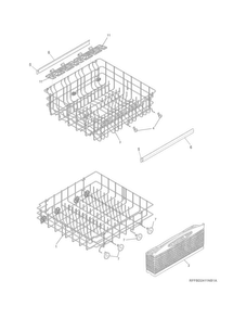 Racks Diagram and Parts List for FFBD2411NW6B  Frigidaire Dishwasher