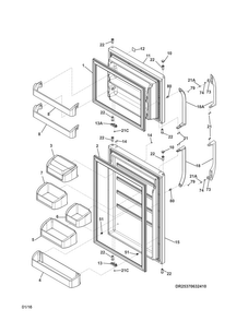 Doors Diagram and Parts List for 25370639412  Kenmore Refrigerator