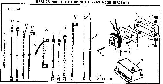 Electrical Diagram and Parts List for 867734690  Frigidaire Furnace