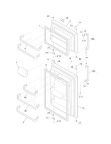 Doors Diagram and Parts List for FFTR1515LWA  Frigidaire Refrigerator