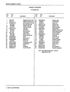 Upright Freezer Page 6 Diagram and Parts List for 45059A  Frigidaire Freezer