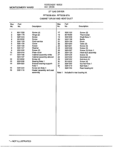 27` Cabinet Drum/heat Duct Page 2 Diagram and Parts List for 8338A  Frigidaire Dryer