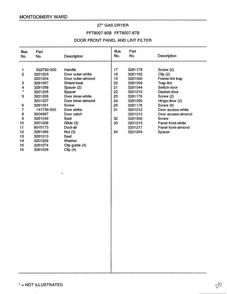 Gas Dryer/door Front Panel And Lint Filter Page 2 Diagram and Parts List for 8007B  Frigidaire Dryer