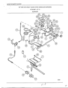 Burner Diagram and Parts List for 2861A  Frigidaire Range
