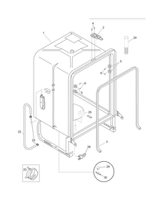 Tub Diagram and Parts List for FFBD2409LW0B  Frigidaire Dishwasher
