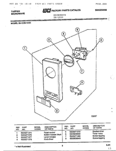 Tappan Microwave Diagram and Parts List for 56-1030  Frigidaire Microwave