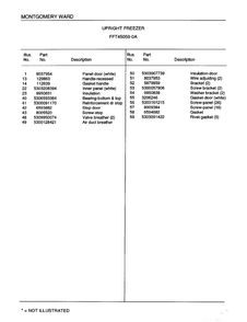 Upright Freezer Page 2 Diagram and Parts List for 45059A  Frigidaire Freezer