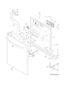 Door Diagram and Parts List for FGID2466QB0A  Frigidaire Dishwasher