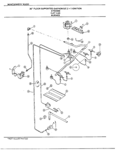 30" Floor Supported Gas Burner Diagram and Parts List for 2448A  Frigidaire Range