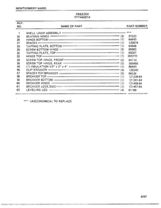 Freezer Page 6 Diagram and Parts List for 44057  Frigidaire Freezer