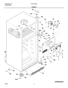 Cabinet Diagram and Parts List for FRTG16X6AQ1  Frigidaire Refrigerator