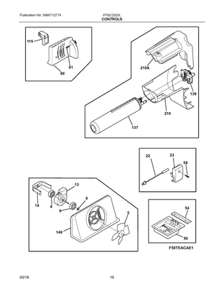 Controls Diagram and Parts List for FFSC2323LECA  Frigidaire Refrigerator