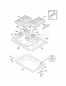 Maintop Diagram and Parts List for 79032233401  Kenmore Cooktop