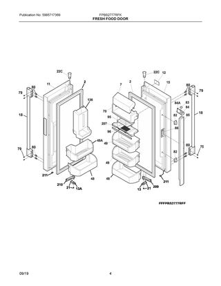 Fresh Food Door Diagram and Parts List for FPBS2777RFK  Frigidaire Refrigerator