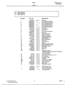 Body Page 2 Diagram and Parts List for 28364  Frigidaire Range