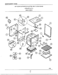 Basic Body Diagram and Parts List for 4873A  Frigidaire Range