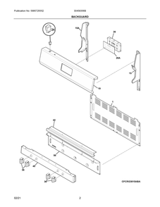 Backguard Diagram and Parts List for 30458356B  Frigidaire Range