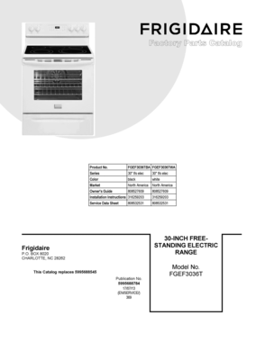 01 - COVER SHEET Diagram and Parts List for FGEF3036TBA  Frigidaire Range