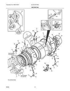Motor/Tub Diagram and Parts List for ELFW7437AW2  Frigidaire Washer