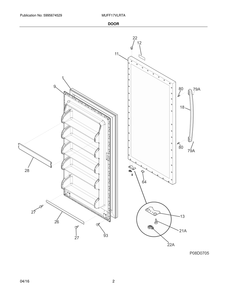 Door Diagram and Parts List for MUFF17VLRTA  Frigidaire Freezer