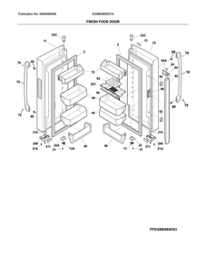 Fresh Food Doors Diagram and Parts List for EI28BS80KS7A  Electrolux Refrigerator