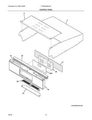 Control Panel Diagram and Parts List for FFGW2426USA  Frigidaire Wall Oven