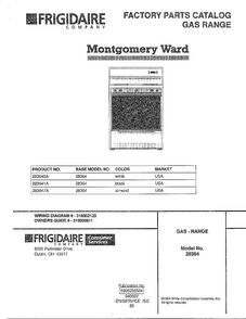 Gas Range/front Cover Diagram and Parts List for 28364  Frigidaire Range