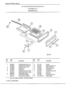 30"floor Supported Gas/broiler Pan Diagram and Parts List for 2859A  Frigidaire Range