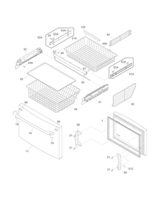 Freezer Drawer, Baskets Diagram and Parts List for EI27BS26JBA  Electrolux Refrigerator