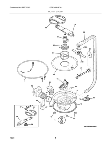 Motor And Pump Diagram and Parts List for FGIP2468UF3A  Frigidaire Dishwasher