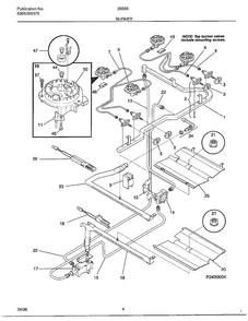 Burner Diagram and Parts List for 285660A  Frigidaire Range