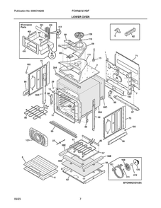 Lower Oven Diagram and Parts List for FCWM2727ABF  Electrolux Microwave Oven Combo
