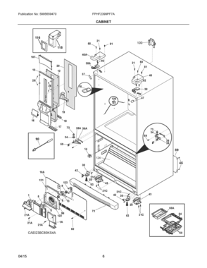 04 - CABINET Diagram and Parts List for FPHF2399PF7A  Frigidaire Refrigerator