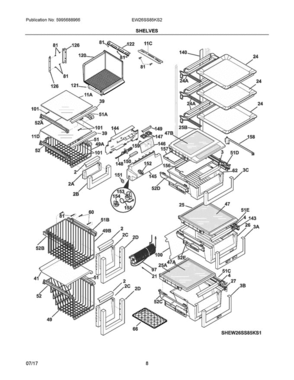 05 - Shelves Diagram and Parts List for EW26SS85KS2  Electrolux Refrigerator