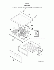 Top/drawer Diagram and Parts List for 79094192314  Kenmore Range
