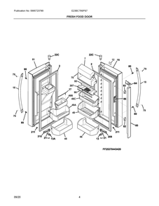 Fresh Food Door Diagram and Parts List for E23BC79SPS7  Frigidaire Refrigerator