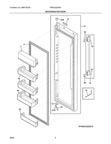 Refrigerator Door Diagram and Parts List for PRSC2222AF2  Frigidaire Refrigerator