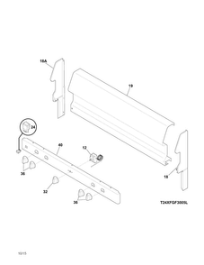 Backguard Diagram and Parts List for FFGF3005MWD  Frigidaire Range