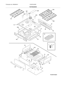 Top/drawer Diagram and Parts List for EI30GF45QSE  Electrolux Range