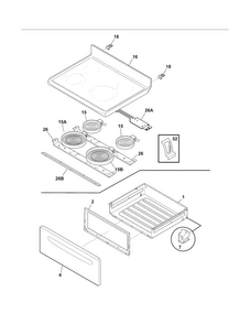 Top/drawer Diagram and Parts List for CFEF3018LWE  Frigidaire Range
